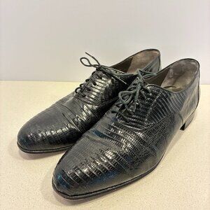 Mezlan Black Genuine Lizard Leather Lace-Up Shoes – Men’s 10.5 M | 5-Eyelet